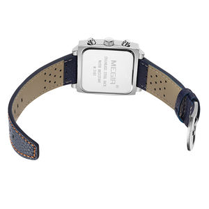 Montres à Quartz pour <span class=keywords><strong>Homme</strong></span> MEGIR 2182 Professionnelles Étanches Boîtier Carré Bracelet en Cuir Véritable ou en Acier Maille Calendrier Chronographe - Product Image 6