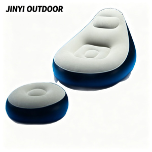 Sofá Inflable con Reposapiés, Sillón de Aire Acolchado para Sala de Estar, Mueble de Descanso con Respaldo Reclinable - Product Image 4