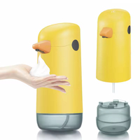 Distributeur de savon intelligent HONGDEC en forme de canard jaune mignon, distributeur de savon moussant automatique, machine à savon pour les mains mignonne