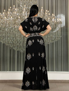 Elegante Vestido Abaya con Cuello en V y Lentejuelas Bordadas para <span class=keywords><strong>Mujer</strong></span>, Estilo Árabe <span class=keywords><strong>de</strong></span> Oriente Medio, Dubai, Musulmán, Modesto, Popular, para Fiestas y Eventos Nocturnos - Product Image 3