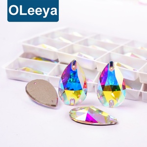 Cristales de Vidrio Biselados de Alta Calidad de Fábrica Oleeya, Cristales AB en Forma de Lágrima con Reverso Plano, Cristales de Colores para Coser, Strass Grandes para Ropa - Product Image 1