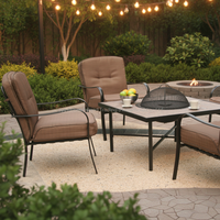 Joyeleisure Ensemble de mobilier de jardin portable 5 pièces avec table de brasero en acier et 4 chaises, design moderne et confortable