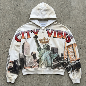 How Supplied Custom Vintage Acid Wash Heavyweight Cotton <b>Zip</b> <b>Up</b> Hoodie 6706 Men's Oversized Graphic Print Streetwear Sweatshirt - Product Image 1