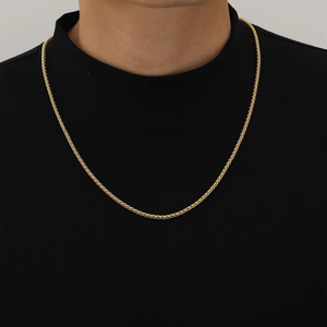 Collar de Cadena con Diseño de Cesta de Flores de Acero Inoxidable de 3 mm, Joyería Hip Hop con Baño de Oro al Vacío, Acero Inoxidable con Cadena Tanjing - Product Image 4