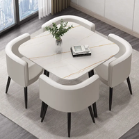 Ensemble table et chaises de salle à manger en marbre moderne pour réception, négociation, bureau de vente, table à manger 4 personnes, petite table de luxe légère