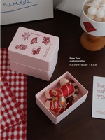 Boîte cadeau créative personnalisée pour mariage, en forme carrée, avec illustration de dessin animé, en papier pulpe rose, sacs à cordon et ruban