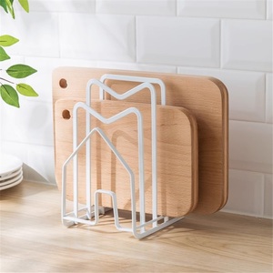 Étagère de rangement de cuisine moderne en acier inoxydable sur pied pour planches à découper, couvercles et filtres – Étanche, non pliable, double niveau - Product Image 5