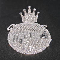 Pendentif personnalisé Hip Hop en argent, serti de moissanite couleur GRA D, motif couronne et sac d'argent, pour chaînes cubaines, passe le test du diamant