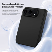 Coque en silicone liquide premium avec doublure en microfibre floquée et rebords surélevés pour l'écran et la caméra pour iPhone Duo