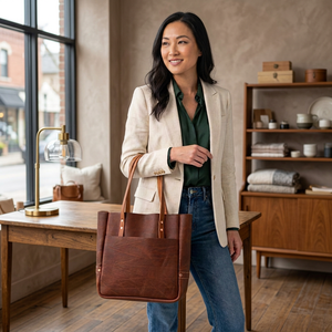 Sacs à main décontractés de luxe pour femmes, écologiques, légers, faits à la main en cuir, grande capacité, pochette imperméable, style occidental - Product Image 1
