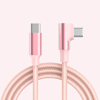 Câble tressé USB-C vers USB-C à angle de 90 degrés, 1m, 2m, 3m, pour charge rapide de téléphones mobiles et chargeurs USB-C