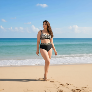 Costume da bagno intero taglie forti HDJ con push-up, vita alta, stampa floreale, in spandex e nylon, da donna, taglie 42 44 46 48 - Product Image 3