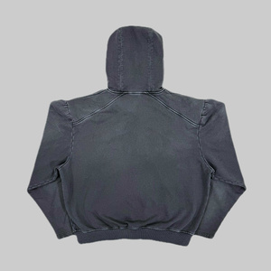 Fabricant de vêtements en gros – Sweat à capuche zippé noir vintage délavé à l'acide, coupe ample, 500 g/m² en coton, pour homme - Product Image 2
