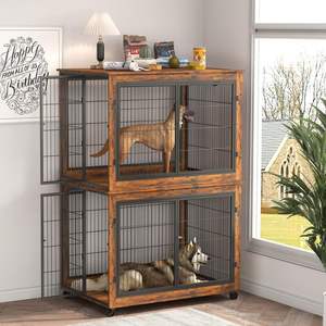 Toptan istifleme köpek sandık kapalı küçük ve orta çift katmanlı anne ve çocuk kalınlaşmış demir kafes köpek kulübesi - Product Image 5