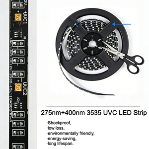 Bande LED UVC 3535 à double bande 275nm + 400nm, 16-18W, 12V, 30 LED par mètre, IP20, résistante aux chocs - Product Image 1