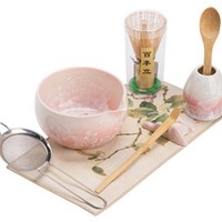 Ensemble cadeau matcha personnalisé de 8 pièces avec glaçage rose effet cristal de glace, kit de préparation japonais pour les amateurs de thé
