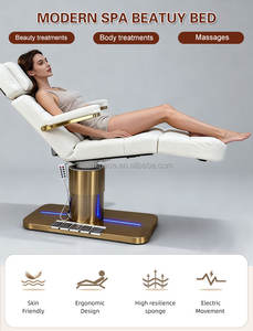 ホワイトレザーゴールドベース電気美容ベッドモダンデザイン快適なフェイシャルスパ化粧品ソファ3モーター調節可能な特徴 - Product Image 2