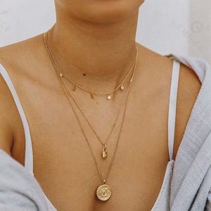 Collar Gemnel <span class=keywords><strong>2026</strong></span>, Joyería de Plata S925, Cadena Delicada Hecha a Mano con Cinco Pequeños Discos Dorados, Collar de Monedas - Product Image 4