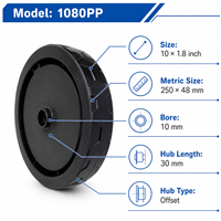 Roue utilitaire en plastique haute résistance de 10 pouces, roue solide et durable pour chariot de jardin, barbecue, poubelle