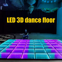 Plancher de danse LED 3D imperméable pour extérieur, 2 pieds sur 2 pieds, avec installation magnétique pour les mariages dans les jardins
