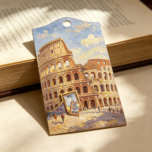 Segnalibro in Carta per Pittura a Olio con Lamina d'Oro a Rilievo, Paesaggio di <span class=keywords><strong>Venezia</strong></span> con Faro e Barca a Vela, per Negozi di Cancelleria e Articoli da Regalo - Product Image 1