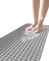 Tapis de bain antidérapant en PVC solide pliable 36x68cm/14x26inch, robuste, écologique, avec ventouses, pour bain et douche