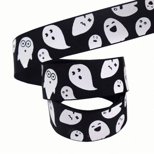 Ruban gros-grain imprimé fantômes et citrouilles, exclusivité Halloween, 2,2/2,5 cm, 10 yards, pour emballage cadeau et décoration de fête - Product Image 5