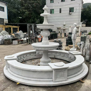 Fontaine en pierre sculptée, style européen, pour extérieur, avec bassin à colonnes en marbre, ensemble complet pour aménagement paysager - Product Image 4
