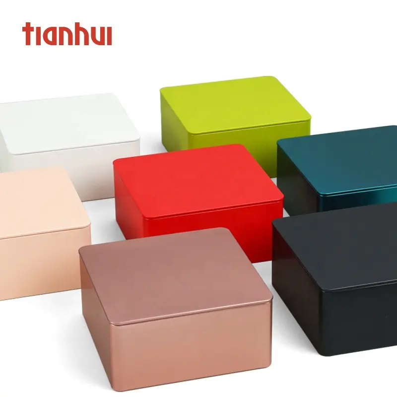 Square Storage Cookie Packaging Jewelry Tea Gift Tin Metal Boxes