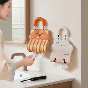 Porte-mouchoirs mural en cuir imperméable et élégant avec couvercle pour <span class=keywords><strong>papier</strong></span> <span class=keywords><strong>toilette</strong></span> au design moderne pour salle de bain - Product Image 2