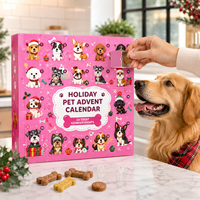Boîte de calendrier de l'avent pour animaux de compagnie personnalisée pour Noël, 24 jours, emballage cadeau pour friandises pour chiens avec compartiments individuels, compte à rebours pour animaux de compagnie