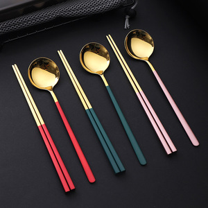 304 SS Portable Tableware 2Pcs <b>Set</b>, Public Serving Spoon & Chopsticks, Travel <b>Lunch</b> Kit, Promotional Gift - Product Image 1