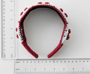 Diadema ancha de lana tejida a crochet con forma de cereza, colorida, hecha a mano, accesorio para el cabello. - Product Image 4