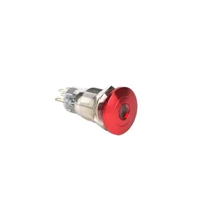19mm Red Dot Led Metal 12v 24v Mushroom Head Switch Red Domed Dot-illumination Stainless Steel Push button Switches