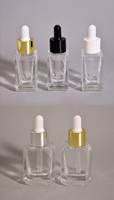 Flacon d'huile capillaire transparent carré personnalisé, flacon compte-gouttes en verre plat, flacon rectangulaire pour huile essentielle, parfum, 15 ml, 30 ml, 50 ml, 100 ml