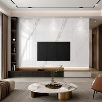 Panneau mural WYRAX en PVC effet marbre Carrara gris clair, 1220x2440mm, 3.0mm, pour projet d'aménagement intérieur de hall d'hôtel