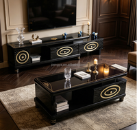 Ensemble meuble TV et table basse haut de gamme, luxe léger, verre moderne, salon, chambre, villa, hôtel, meuble TV