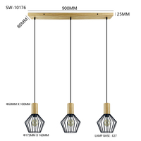 Lampe suspendue de cuisine personnalisée en forme de cage, abat-jour en métal style Art Déco, lampe suspendue LED en bois pour hôtel et bar