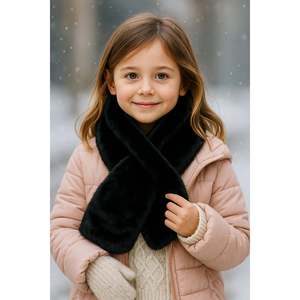 Écharpe en peluche noire pour fille Byn001 - Noir - Product Image 2
