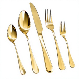 Luxury PVD Gold Plated Stainless Steel Flatware Set Modern <b>Knife</b> <b>Fork</b> Spoon Wedding Hotel Restaurant - Product Image 1