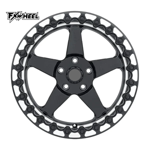 <span class=keywords><strong>FX</strong></span> Noir Brillant avec Beadlock 17-22 Pouces 5 Rayons 5x114.3 5x120 Fit A4 A6 Modèle 3 Modèle Y Jantes Forgées en Alliage d'Aluminium - Product Image 2