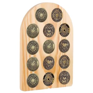 Support de rangement mural ou de bureau en bois multicouche pour badges et pièces de monnaie, forme arquée, 6 couches, design polygonal - Product Image 3