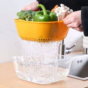 Panier de vidange multifonctionnel 8-en-1 en gros pour nettoyer, égoutter et stocker fruits et légumes – Matériau sûr - Product Image 3