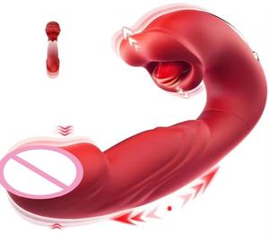 3'ü 1 Arada Çift Kişilik Dil Yalama Vibratörü Yapay Penis Seks Oyuncağı 5 Yalama 7 Titreşim Modu G Noktası Klitoral Stimülasyon USB Şarjlı - Product Image 5