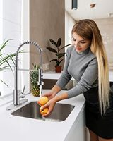 Robinet de cuisine moderne à douchette extractible, monocommande eau chaude/froide, laiton chromé, garantie 5 ans, installation monotrou