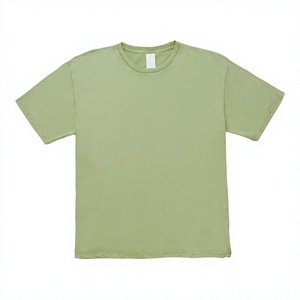 T-shirt décontracté pour homme, vert uni, manches courtes, col rond, coton, sans motif - Product Image 1
