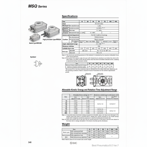 MSQB50R แบบจำลองโต๊ะหมุนนิวเมติก SMC - Product Image 1