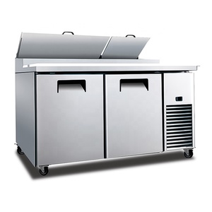 Réfrigérateur professionnel en acier inoxydable pour présentation de pizzas / Comptoir réfrigéré pour pizzas et salades / Table de préparation de pizzas avec plateau en marbre - Product Image 2