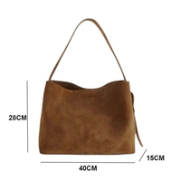 Sac Hobo Rétro en Daim Grande Taille pour Femme, Nouveau Sac Fourre-tout Décontracté en Daim et Fourrure, Sac à Bandoulière de Marque pour l'Automne et l'Hiver