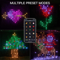 Lumières de rideau intelligentes à pixels RVB programmables pour la maison, l'anniversaire, les fêtes, 2*2M, commande par application, lumières de fée intelligentes pour rideaux